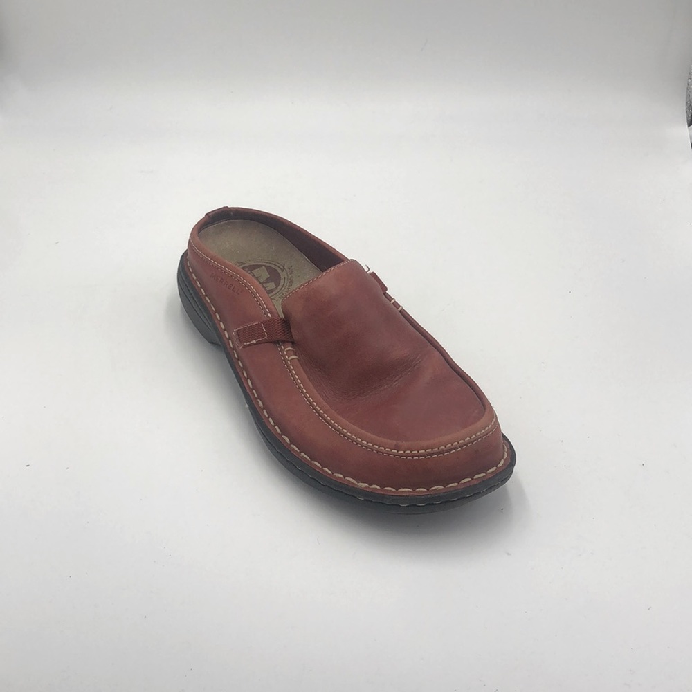 Merrell Shoes Womens Tetra Slides Mules Comfort Red Leather Slip on